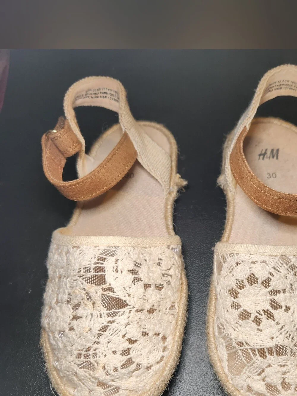 H&M Girls Cream Lace Espadrille Sandals